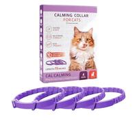 Juego de 4 Collar Calmante para Gatos, Collares Ansiedad con Feromonas Natural en Coloer Moradas, Tamaño Ajustable y Duración 30 Días Collar Ansiedad para Gatos, para Gatitos Pequeños y Grandes (2)