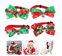 Juego de 4 collares de Navidad ajustables para mascotas con campanas, cadena colorida para el cuello de perro de Navidad para disfraces de vacaciones, accesorio festivo decorativo para cachorros y