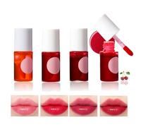 Juego de 4 colores de tinte de labios, ojos y mejillas, brillo de labios líquido, de terciopelo, hidratante, de larga duración, antiadherente, 7,1 ml, Kbo147 (rojo, 7,1 ml)