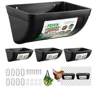 Juego de 4 comederos para valla de pollo, 4,5 Quart Goat Feed Troughs, Colgando Fence Feeders with Hooks, Screws, and Chicken Coop Treat Bag, Poultry Waterer Bucket, Livestock Feeder for Ducks, Dogs