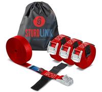 Juego de 4 Correas de Amarre 3m 25mm 250kg con Hebilla de Pinza y Sistema de Sujeción + Bolsa, para Sujetar el Porta Bicis para Coche, Barras de Techo, Anillos de Anclaje Maletero Coche STURDLINK