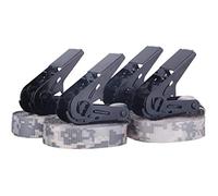 Juego de 4 Correas de trinquete 25mm Verde Camuflaje 4m de Largo I Correas de tensión con trinquete 900 Dan según DIN EN 12195-2 I 4 Correas de Amarre Certificado por el TÜV I Correas de Transporte