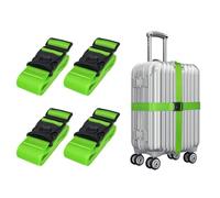 Juego de 4 Correas para Maletas, Color Verde, hasta 200 cm, Correa de Bolsillo Ajustable con Sistema de Cruz, Correa Antideslizante para Maletas, Accesorios de Viaje Seguros para organizar Maletas