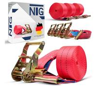 Juego de 4 correas tensoras para carril de anclaje combinado con trinquete, 2000 kg, 5 metros de largo, 50 mm de ancho, dos piezas, correa de trinquete,