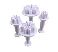Juego de 4 cortadores de fondant pequeños, herramientas de decoración de pasteles, sello de galletas, accesorios para hornear, émbolo redondo para repostería