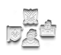 Juego de 4 cortadores de galletas de caballeros y castillos Medievil para galletas, molde para masa de fondant, para hacer galletas
