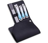 Juego de 4 cortaúñas de acero inoxidable, herramienta de belleza portátil, kits de aseo profesional, kit de uñas de viaje para hombres y mujeres