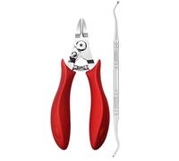 Juego de 4 cortaúñas para uñas encarnadas gruesas, cortaúñas profesional de alta resistencia, juego rojo, 1
