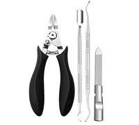 Juego de 4 cortaúñas para uñas encarnadas gruesas, cortaúñas profesionales de alta resistencia, color negro, 2 unidades