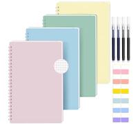 Juego de 4 cuadernos de cuadrícula A5, tapa dura en espiral con bolígrafo, notas adhesivas, papel de 100 g/m², 80 hojas (160 páginas), diario para adultos, trabajo, escritura, aprendizaje, viajes
