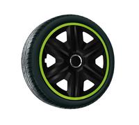 Juego de 4 cubiertas decorativas para llantas en verde y negro Fast Lux