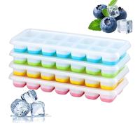 Juego de 4 cubiteras cuadradas con tapa, cubitera de silicona con tapa a prueba de fugas, para bebidas frías, whisky y cócteles