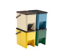 Juego de 4 Cubos de Basura 20 L Cada Amarillo Azul Beige y Verde