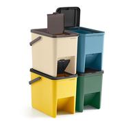 Juego de 4 Cubos de Basura Cada 20 L de color Amarillo Azul Beige y Verde