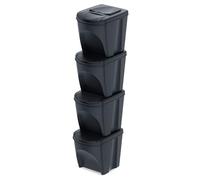 Set De 4 Cubos De Basura Keden Sortibox Papelera Reciclaje, Antracita Eco, Volumen 4x25l