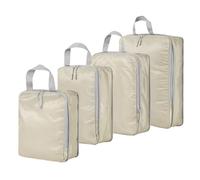 Juego de 4 cubos de compresión para maleta, bolsas de almacenamiento de equipaje de viaje expandibles, organizadores de accesorios de viaje (beige)