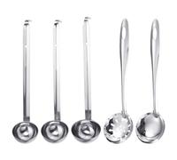 Juego de 4 cucharas de acero inoxidable, 1 espumadera, cuchara con mango de gancho, cuchara para onzas, cuchara con mango largo, cuchara para mezclar, cuchara para salsa, utensilios de cocina