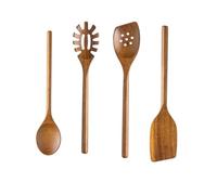 Juego de 4 cucharas de cocina de madera, juego de utensilios de cocina, espátula grande, cuchara de risotto, cuchara de cocina de madera, cucharones, cucharones, cucharones para servir, utensilios de