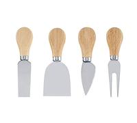 Juego de 4 cuchillos de queso de acero inoxidable con mango de madera y cuchillo de corte de queso, Slicer queso