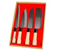Juego de 4 Cuchillos Japoneses SekiRyu Sashimi, Deba, Santoku y Nakiri - SR1000. Cuchilla de Acero Inoxidable