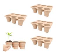 Juego de 4 cuencos de silicona para iniciar semillas, 6 celdas grandes, reutilizables, microgreens, para cultivo de plantas de bonsái, flexible, para propagación de plantas de interior