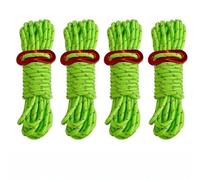 Juego de 4 cuerdas tensoras para camping, 4 m, líneas reflectantes con tensores de aluminio de fácil ajuste (verde)