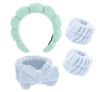 Juego de 4 Diademas de Spa, Diadema Spa para Lavarse la Cara Set, Diademas para el Cuidado de la Piel para Mujer para Lavado Facial, Cuidado de la Piel, Limpieza Facial, Ejercicio y Yoga, Azul