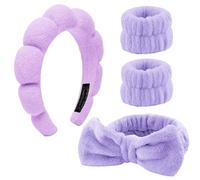 Juego de 4 diademas para el pelo, cosméticos, esponja de maquillaje, para el cuidado de la piel, para el cuidado de la piel, para mujeres, belleza, niñas, yoga, deportes, ducha, eliminación de