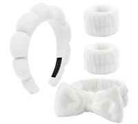 Juego de 4 diademas para el pelo, cosméticos, esponja de maquillaje, para el cuidado de la piel, para el cuidado de la piel, para mujeres, belleza, niñas, yoga, deportes, ducha, eliminación de