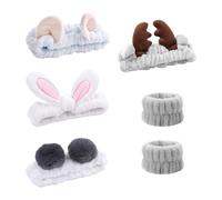 Juego de 4 diademas para mujer, lindas diademas de dibujos animados, bandas elásticas para el pelo suaves, diademas absorbentes, adecuadas para lavarse la cara, maquillaje, cuidado facial y bañarse,