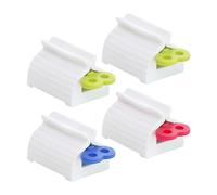 Juego de 4 dilatadores de pasta de dientes, tubos y soporte para pasta de dientes con dispensador de pasta de dientes (verde, azul, rojo)