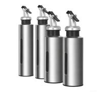Juego de 4 dispensadores de aceite de acero inoxidable con ventana visible, boquilla resistente a fugas para vinagre y salsa de soja, 2 botellas de 190 ml y 2 botellas de 290 ml