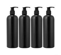 Juego de 4 dispensadores de jabón de 500 ml, botellas de PET negras para baño, organización, champú, loción, contenedor de almacenamiento, sistema de dispensación de líquido esencial para el hogar