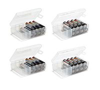 Juego de 4 - Dos Cajas de Almacenamiento de batería AA y Dos AAA, Estuche de Almacenamiento de batería, Soporte para batería Transparente