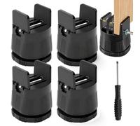 Juego de 4 elevadores de muebles de 5 cm, elevadores de cama ajustables para patas cuadradas y redondas de 10 mm a 50 mm, elevadores de cama con abrazadera de tornillo, elevadores de sillas