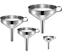 Juego de 4 Embudos de Acero Inoxidable, Embudo de Cocina de Metal con 4 Tamaños, Embudo para La Transferencia de Aceites, Comestibles, Polvo y Líquido - 5.4cm, 8cm, 10cm, 12cm