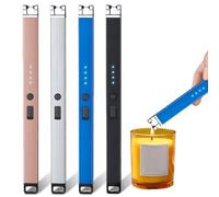 Juego de 4 encendedores eléctricos: encendedores fosforescentes, recargables por USB, con cerradura de seguridad, sin llama, para cocina, postres, camping y barbacoa