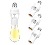 Juego de 4 enchufes E27 con sensor PIR-Motion, interruptor crepuscular de 360°, lámpara automática para pasillo, sótano, garaje, ajuste de tiempo y elección de lujo, adaptador de tornillo E27 de bajo