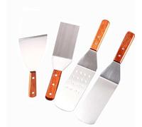 Juego de 4 Espátula Parrilla para Outsunny/Aosom 846-021 22.5in | Utensilios Barbacoa de Acero Inoxidable | Antideslizantes y Resistentes al Calor Mango de Madera | Accesorios Plancha Cocina
