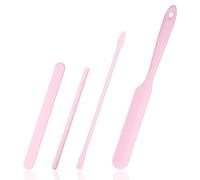 Juego de 4 espátulas de cera antiadherentes, aplicador de cera de silicona, raspadores de diferentes tamaños, reutilizable, palo de agitación de silicona para uso en el hogar, salón de belleza (rosa)