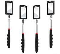Juego de 4 espejos de inspección LED telescópicos con cuello flexible, varillas de longitud ajustable y rotación de 360 grados para ver esquinas y zonas de difícil acceso