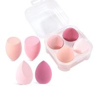 Juego de 4 Esponja Maquillaje Profesional, Beauty Blender Multifunción para Base Líquida, Corrector, BB Cream, Seco y Húmedo, Suave y Sin Latex, Esponjas Maquillaje Cara Ideal para Difuminar y Mezclar