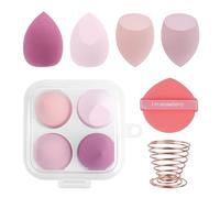 Juego de 4 esponjas de maquillaje, esponja de maquillaje profesional con borla de polvo y soporte de esponja, para aplicación húmeda y seca, esponja cosmética para base