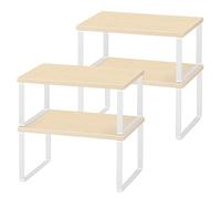 Juego de 4 Estantes de Almacenamiento Estanteria Cocina, Organizador de Mostrador Apilable, Expandible Portaespecias para Gabinete, Estantes de Almacenamiento para Alimentos y Cubiertos (Blanco)