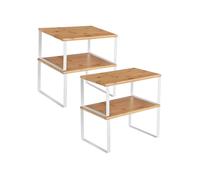 Juego de 4 Estantes para Especias Extensible Blanco Nube y Beige Natural