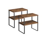 Juego de 4 Estantes para Especias Extensible Marrón Rústico y Negro