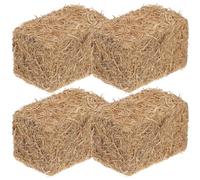 Juego de 4 fardos de heno en miniatura, 3 x 2 x 2 cm, juego de forro de paja, color marrón claro, mini pajar, decoración de Halloween, para casa de muñecas y granja Diorama