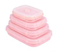 Juego de 4 fiambreras plegables de silicona, recipientes de almacenamiento de alimentos a prueba de fugas con tamaños codificados por colores, diseño de ahorro de espacio para congelador, microondas