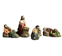 Juego de 4 figuras Jesús reza jardín olivos, pesebre pascual, de resina 10,3 cm