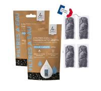 Juego de 4 filtros de agua carbón activado vegetal francés Gránulos súper activados, en solo 20 minutos, natural para jarra, botella, calabaza, filtro de agua corriente